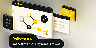 Interface Yellowmind pour orchestrer des agents et des playbooks gouvernés.